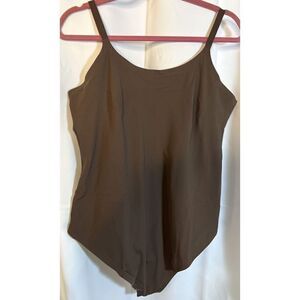 Pinsy Women's Sz XL Brown Spaghetti Scoop Thong Shapesuit Shapewear Bodysuit